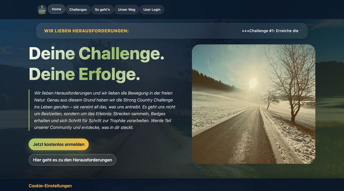 Startseite der Strong Country Challenge